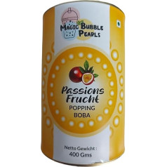 Burbuļtēja Magic Bubble Tea - 400 g popping boba augļu bumbiņas - atspirdzinošas boba bumbiņas burbuļtējai, desertiem un dzērieniem - ar dabīgu augļu sulu, vegānu un bez lipekļa (Passions Fruit)