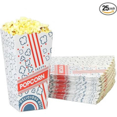 Popcorn-Schaufelbox 48E (50 ml), gestreiftes und knallendes Kernel-Design, 25 Stück