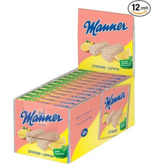 Manner Citronu vafeles Vegāniskās kraukšķīgās vafeles ar citronu krēmu 12 gab. (12 x 75 g)