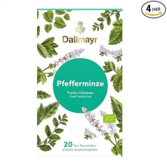 4 x Dallmayr piparmētru organiskā zāļu tēja 20 tējas piramīdas x 1,75 g