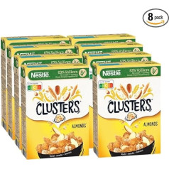 Nestlé Clusters Almond, graudaugi gardām brokastīm ar kraukšķīgām mandeļu pārslām (8 x 325 g)