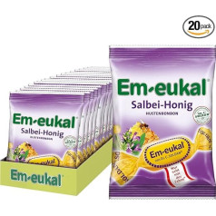 Em-eukal pilieni pret klepu Salvijas medus ar C vitamīnu, bez cukura un laktozes, (20 x 75g)