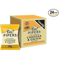 Pipers Crisps Lye Cross Cheddar & Onion 40g (iepakojumā 24 gab.)