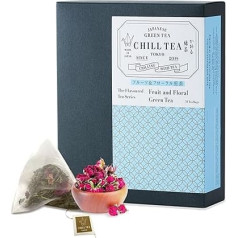 CHILL TEA Tokyo Fruity & Floral Green Tea - 100% japāņu zaļā tēja - dabīgas tējas maisiņi bez plastmasas - maiga augļu garša (30 tējas maisiņi)