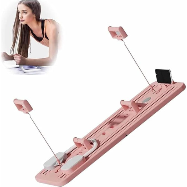 CFGYHN Abdominal Trainer Roller Plank Trainer ar automātisko atspērienu, daudzfunkcionāla Core Workout Abdominal Board, fitnesa vēdera dēlis, Push-Up dēlis mājās, vēdera muskuļu treneris, rozā krāsā