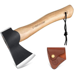 Freelander Survival Axe Small, 26 cm āra cirvis Koka kolonnas Rokas cirvis Kalti Bushcraft cirvis cirvis cirvis ar ādas maksts, āra cirvis izdzīvošanas izciršanas kempings Viegls Split cirvis, dāvanas vīriešiem