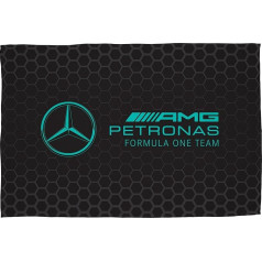 Rakstzīmju pasaule Mercedes AMG Petronas oficiālā vilnas sega, īpaši mīksta, silta, melna, melna, metamā, ar Maskētu Formula 1 dizainu, ideāli piemērota guļamistabai, kempingam un nakšņošanai, 100 x 150 cm