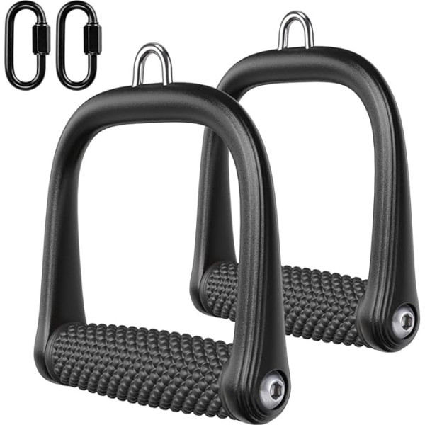 BeneLabel Gym Handgrip, 2 x kabeļu stiprinājuma stiprības treniņš ķermeņa augšdaļai / Cable Pull / fitnesa treniņu lentes / Pulley sistēma / Crossover Triceps ar rotējošu rokturi un 2 karabīnes