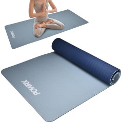 PowrX Yoga Mat Extra Wide - neslīdošs jogas paklājs - plašs treniņu paklājs, kas ideāli piemērots jogai, pilatesam un treniņiem - ādai draudzīgs