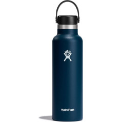 Hydro Flask - Dzeramā pudele 621 ml (21 oz) - vakuumizolēta nerūsējošā tērauda ūdens pudele - sporta pudele ar hermētisku vāciņu - termosa pudele, ko var mazgāt trauku mazgājamā mašīnā - standarta atvērums - indigo krāsā