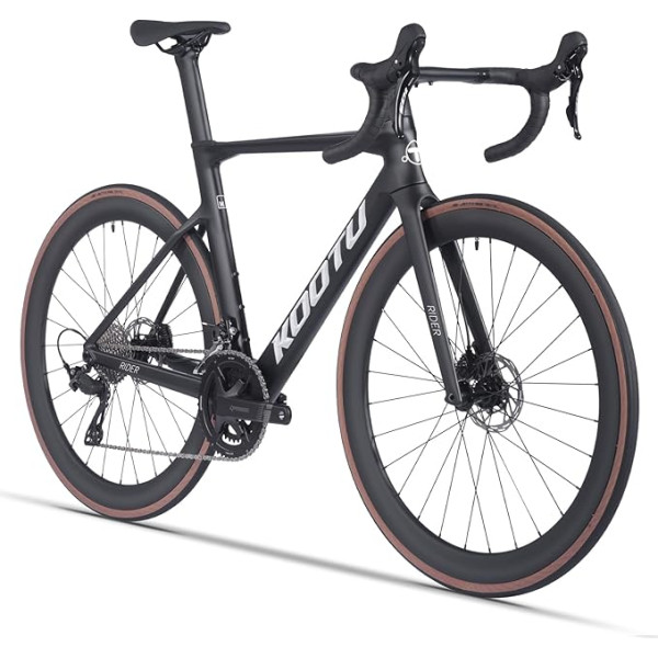 KOOTU Carbon Road Bike, pilnībā oglekļa disku bremzes, viegls ceļa velosipēds ar R7120 24 ātrumu grupas pārnesumu un hidraulisko disku bremzi pieaugušajiem