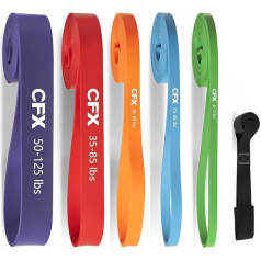 CFX Fitness Bands with 5 Resistance Bands, Resistance Bands, Set with Door Anchor, Carry Bag and Training Instructions, Resistance Bands for Fitness/Stretching/Yoga/Strength Training