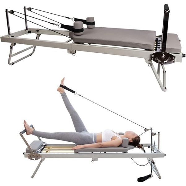 GRDSGRD Salokāmā Pilates Reformer mašīna mājai un aprīkojums sporta zāles treniņiem un lietošanai mājās Piemērots iesācējiem un pieredzējušiem lietotājiem