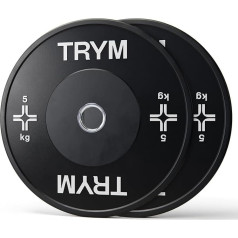 Trym Olympia svaru plāksnes - 50 mm caurums, no 5 kg līdz 25 kg, 2 komplekti stieņiem, gumijas, melnas - Treniņu svaru plāksnes, svaru plāksnes, olimpiskās plāksnes, hanteļu atsvariņi