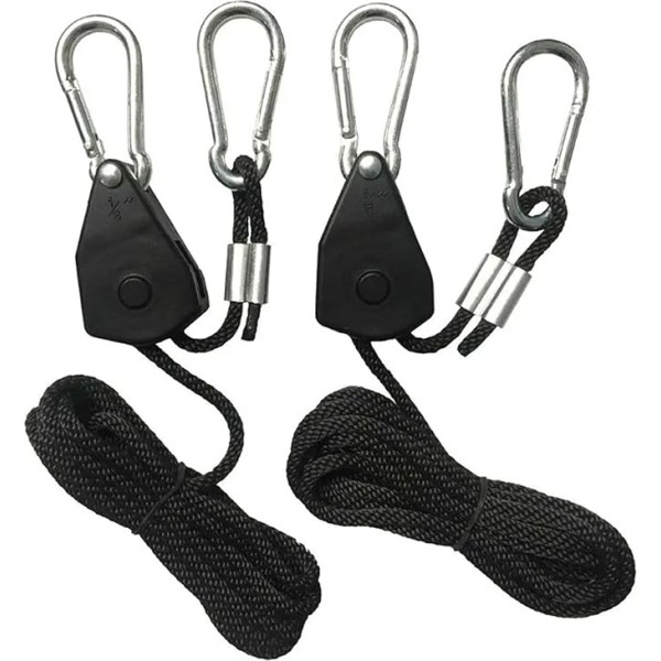 YGLEEULI Tents Cord Pack of 2 Pulley Rope Ratchet Heavy Locking Bracket Lifting Strap for Tent Room Fan Grow Plant Camping Hiking