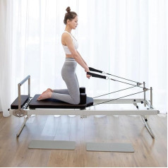 ZUOZHE Salokāmā Pilates Reformer mašīna, Pilates Reformer mašīna mājām un sporta zālei, uzlabo pamatnes spēku un līdzsvaru, uzlabo ķermeņa formu, piemērota gan iesācējiem, gan pieredzējušajiem