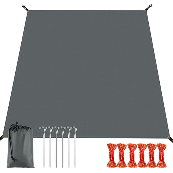 Odoland Piknika sega Ūdensnecaurlaidīga pludmales sega 210 x 90 / 210 x 210 cm Ultralight Sand-Repellent Camping Blanket Piknika sega ar nagliņām un neilona virvēm kempinga piknikam Pārgājieni Lietus pārsegs