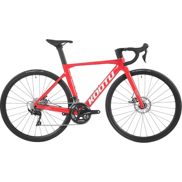 KOOTU Carbon Road Bike, T800 viegls oglekļa šķiedras rāmja velosipēds ar 105 R7000 22 ātrumu grupas komplektu un stiepļu disku bremzēm vīriešiem un sievietēm