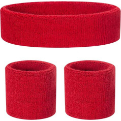 ONUPGO Kids Sweatbands Headband aproces komplekts - sportiska kokvilnas sporta aproce (1 galvas lenta + 2 aproces)