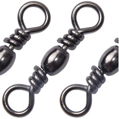 Shaddock Makšķerēšana Makšķerēšana Lure Rotējoša lodīšu gultņa Swivel Makšķerēšana Tackle piederumi Augstas stiprības 9kg līdz 4,5kg 100% vara un nerūsējošā tērauda niķelēta āķa savienotājs 3#-50gab- melns