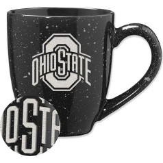 Rico Industries NCAA Ohio State Buckeyes melns keramikas kafijas krūzītis, 16 unces, lāzera gravējums