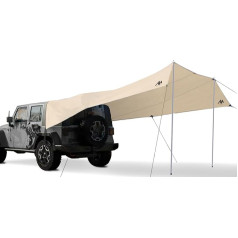 AYAMAYA Car Camping Tarp Tailgate Awning Extra Large with 2 Poles Multifunctional Waterproof Rain Fly Sunshade Canopy for SUV Truck Jeep Outdoor Activities