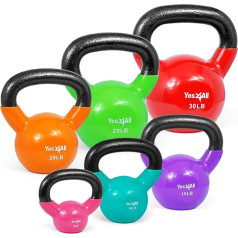 Yes4All Combo Kettlebells vinila pārklājuma svaru komplekti lieliski piemēroti visa ķermeņa treniņu aprīkojumam Push up, satvēriena spēka un spēka treniņiem, hanteles svaru vingrinājumiem