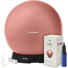 Retrospec Luna Exercise, Base & Pump/Ball & Pump ar Anti-Burst Material-Fitness Gym Swiss Ball-Perfect for Balance, Stability, Yoga, Pilates, Pregnancy & Birthing Gymnastikbälle