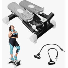 CLIÕ Premium Stepper for Exercise - kāpņu trepes kardio aprīkojums ar pretestības lentēm, Mini Stepper ar 145 kg svara ietilpību, papildu rotējošu kustību, regulējamu augstumu un LCD monitoru