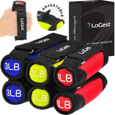 LoGest Soft Hand Weights ar regulējamām siksniņām - pieejams 1lb svars 2lb vai 3lb 4lb - ērtas, drošas neoprēna hanteles ar siksniņām pastaigām, skriešanai, kardio, treniņiem