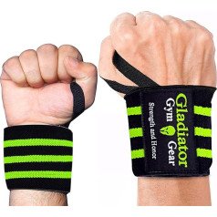 Aproces plaukstas locītavām ar īkšķa cilpām, plaukstas atbalsts un aizsardzība spēka trīscīņai, Cross Training & Bodybuilding, G3 Wrist Wraps Gladiator Gym treniņu aprīkojums vīriešiem un sievietēm (Green)