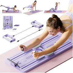 XCSCUK Pilates Reformer dēļu komplekts, daudzfunkcionāla Ab vingrojumu dēļa, Plank treneris, automātiskais atlēciens, Ab Roller dēlis, salokāms (violets)