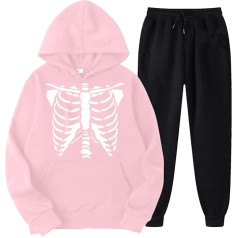 Eauptffy Sieviešu sporta tērpu komplekts, Hoodie un sporta bikses, Hoodie komplekts drukāts Halloween skriešanas tērps ar kapuci 2 gabali treniņtērps Loose gadījuma atpūtas komplekts Modes Halloween sporta apģērbs skriešana