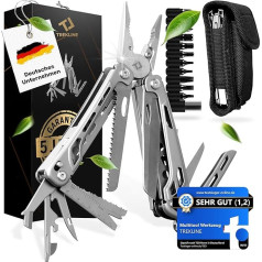 TREKLINE Premium Multitool rīks [Nerūsējošais tērauds] Izdzīvošanas daudzfunkcionālais nazis Ideāls kempinga piederums Daudzfunkcionāls rīks [27 funkcijas] Kabatas nazis Āra kempinga nazis