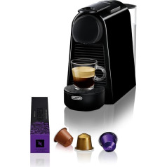 De'Longhi Nespresso Essenza Mini EN 85.B kafijas kapsulu automāts, laipni gaidīts komplekts ar dažādu garšu kapsulām, 19 bāru, sūkņa spiediens, kosmosa taupīšana, melns
