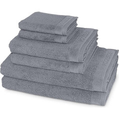 Möve Poolside Hand Towel Set, 2 Bath Towels, 80 x 150 cm, 2 Hand Towels, 50 x 100 cm and 2 Guest Towels, 30 x 50 cm, 100% Cotton, Stone