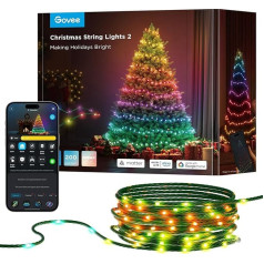 Govee RGBWIC Ziemassvētku apgaismojums, 20 m āra WeilNachtsbeleleuchtung 200 LED gaismas diodes Pasaku gaismas iekštelpās Weilnachtsbaum Shape Mapping, 130+ skatuves režīmi, IP65 ūdensizturīgs, saderīgs ar Alexa, zaļš kabelis