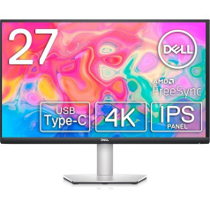 Dell S2722QC 27 collu USB-C monitors, 4K UHD 3840 x 2160, 60 Hz, 4 ms (Extreme), IPS pret atspīdumiem, 16:9, 2 x HDMI, USB-C, platīna sudraba krāsā