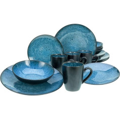 CreaTable, 23630 Capri Series Reactive Glaze, 16 gabaliņu trauku komplekts, keramikas trauku komplekts, piemērots trauku mazgājamajai mašīnai un mikroviļņu krāsnij, kvalitatīva produkcija
