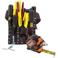 Klein Tools 5300 Werkzeugset, Elektriker Werkzeugset mit 4 Schraubendrehern, 4 Zangen, Maßband, Abisolierzange, Werkzeugtasche, Werkzeuggürtel, 12-teilig