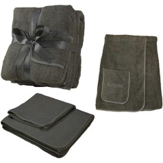 EXKLUSIV HEIMTEXTIL Sauna Set 3-Piece Terry Cloth Sauna Kilt Sauna Towel Sarong Men's Dark Grey / Anthracite