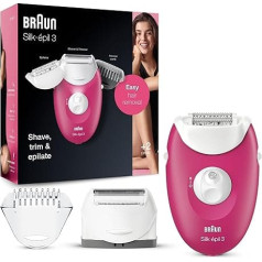 Braun 4210201190264 Silk-epil 3 3-410 Epilierer mit 3 Extras, himbeer