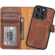 Solo Pelle ādas futrālis, kas saderīgs ar iPhone 14 Pro 6,1 collu noņemamu futrālīti (2-in-1) ar karšu slotu oriģinālajam Apple iPhone 14 Pro (Vintage Brown)