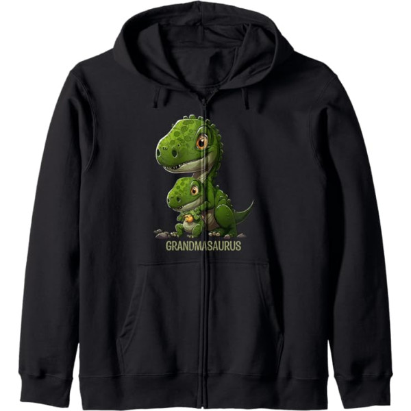 Omasaurus Vecmāmiņas Mātes diena Dinozauru fanu vecmāmiņas jaka ar kapuci, melna