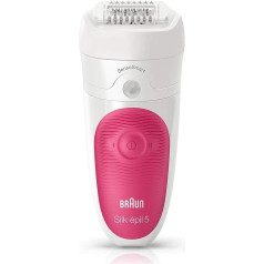 Braun Silk-épil 5 Epilierer Damen für Haarentfernung / Haarentferner, Micro-Grip Pinzetten-Technologie, beweglicher Schwenkkopf, Wet&Dry-Epilation, 5-500, weiß/Pink