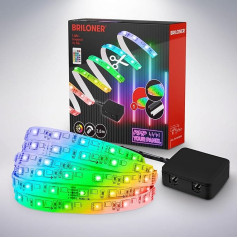 BRILONER - jūsu paneļa LED lentes starta komplekts, RGB krāsainas gaismas krāsas, tālvadības pults, LED lente, telpu dekorēšana, LED lente, aksesuāri Akustiskie paneļi, gaismas lente, 2,6 m, balta