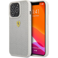 Ferrari CG Mobilais telefona korpuss priekš iPhone 13 Pro 6.1 collu Original Carbon Metal Logo Silver