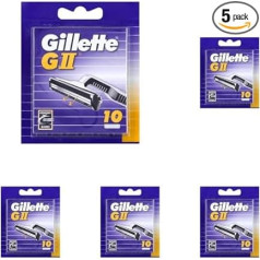 Gillette GII skuvekļu asmeņi skuvekļiem, 10 rezerves asmeņi vīriešu mitrajam skuveklim ar dubultiem asmeņiem (5 gabaliņu iepakojumā)