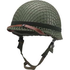 Aifordge WWII US Army M2 Helmet Replica with Mesh/Canvas Chin Strap DIY Painting (Green)