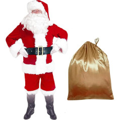 EOZY Men's Santa Claus Costume Christmas Fancy Dress Santa Claus Costume, 10 Pieces